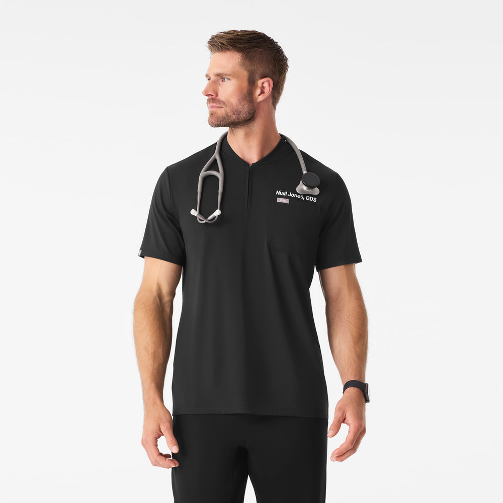Everyday Scrub Top in Black, front view