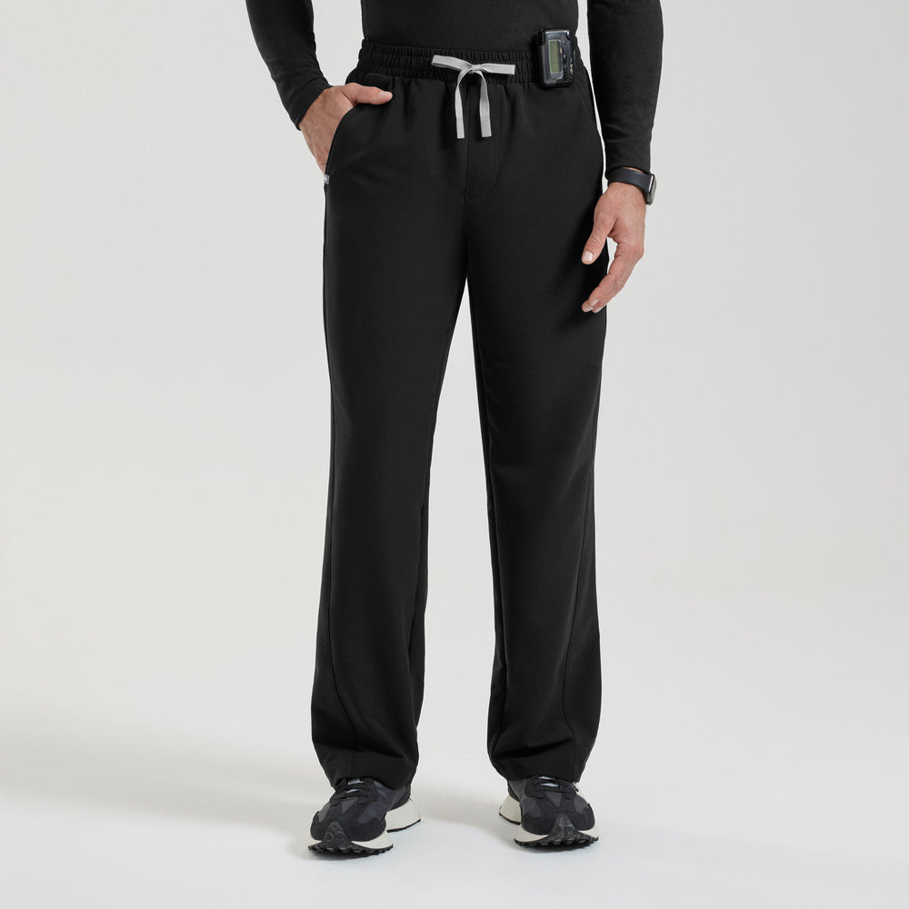 Straight Leg Scrub Pant in Black, front view