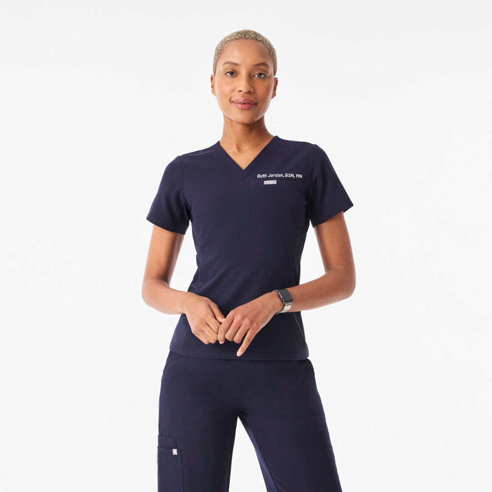 Everyday V-Neck Top in Navy, front view